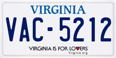 VA license plate VAC5212