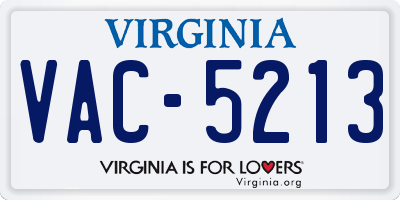 VA license plate VAC5213