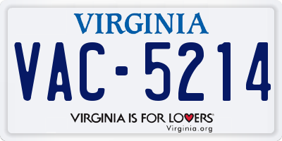 VA license plate VAC5214