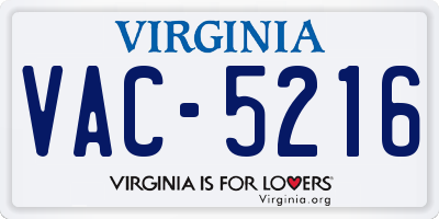 VA license plate VAC5216