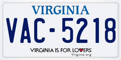 VA license plate VAC5218