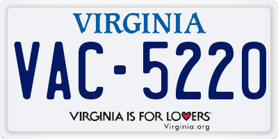 VA license plate VAC5220