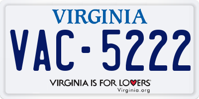 VA license plate VAC5222