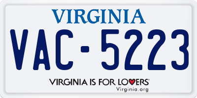 VA license plate VAC5223