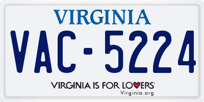 VA license plate VAC5224
