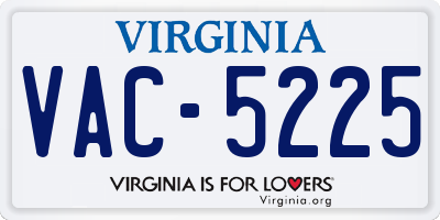 VA license plate VAC5225