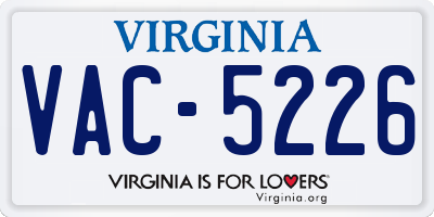 VA license plate VAC5226