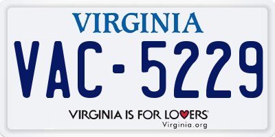 VA license plate VAC5229