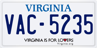 VA license plate VAC5235