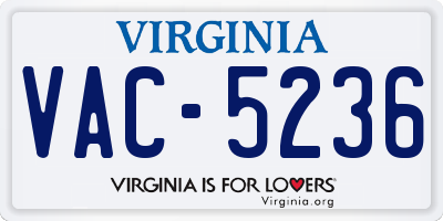 VA license plate VAC5236