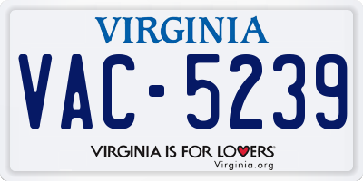 VA license plate VAC5239