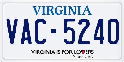 VA license plate VAC5240