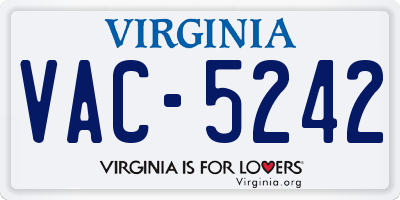 VA license plate VAC5242