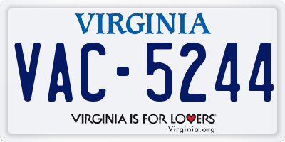 VA license plate VAC5244