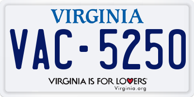 VA license plate VAC5250