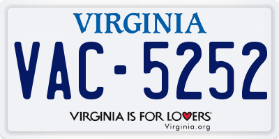 VA license plate VAC5252