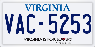 VA license plate VAC5253