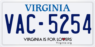 VA license plate VAC5254