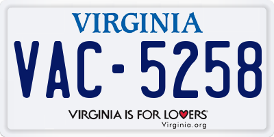 VA license plate VAC5258