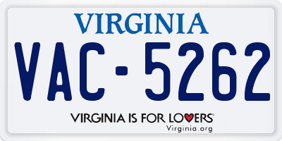 VA license plate VAC5262