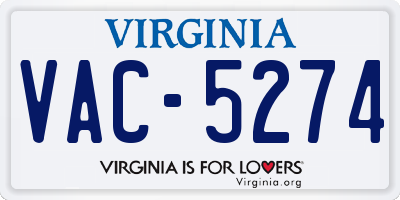 VA license plate VAC5274