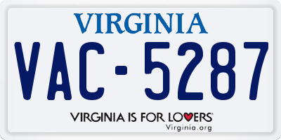 VA license plate VAC5287