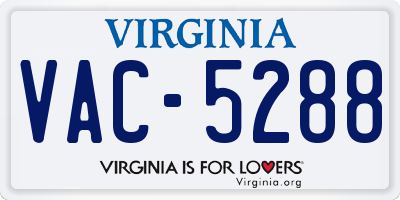 VA license plate VAC5288
