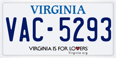 VA license plate VAC5293