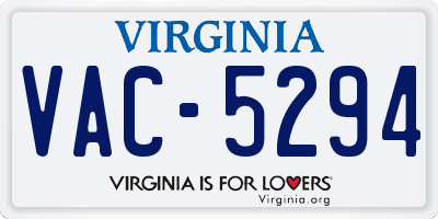 VA license plate VAC5294