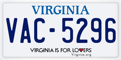 VA license plate VAC5296