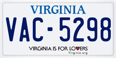VA license plate VAC5298