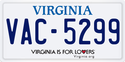 VA license plate VAC5299