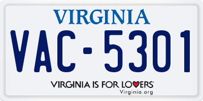 VA license plate VAC5301