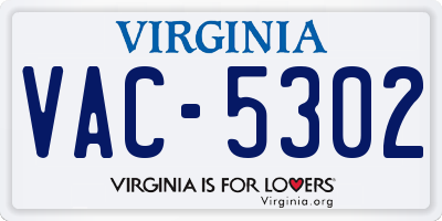 VA license plate VAC5302