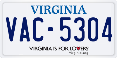 VA license plate VAC5304