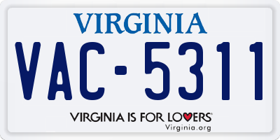 VA license plate VAC5311