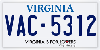 VA license plate VAC5312