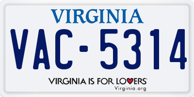 VA license plate VAC5314
