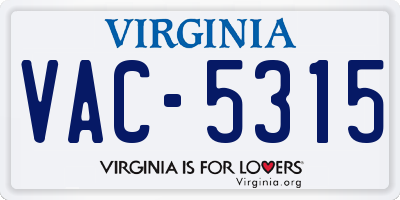VA license plate VAC5315