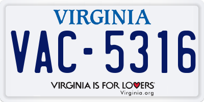 VA license plate VAC5316