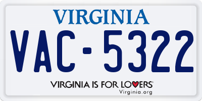 VA license plate VAC5322
