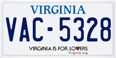 VA license plate VAC5328