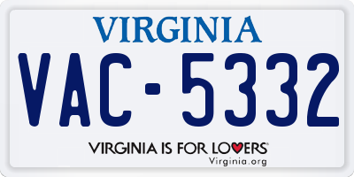 VA license plate VAC5332