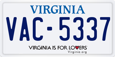 VA license plate VAC5337