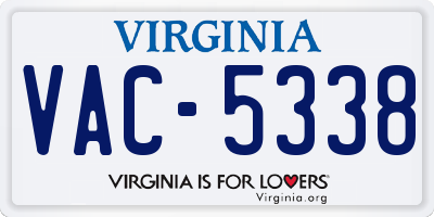 VA license plate VAC5338