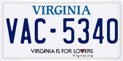 VA license plate VAC5340