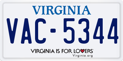 VA license plate VAC5344