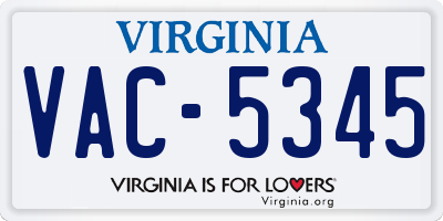 VA license plate VAC5345