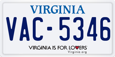 VA license plate VAC5346