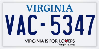 VA license plate VAC5347